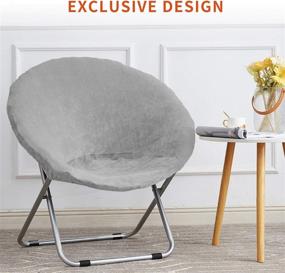 img 1 attached to 🪑 High Stretch Velvet-Light Gray Saucer Chair Slipcover - V-TIMMIX Velvet Moon Chair Cover with Soft Anti-Slip Technology