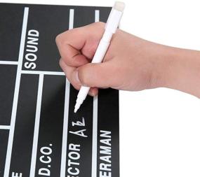 img 2 attached to 🎬 Enhance Your Filmmaking Experience with the Hollywood Clapper Board Wooden Film Movie Clapboard Accessory - 12"x11" + White Erasable Pen as Gift!