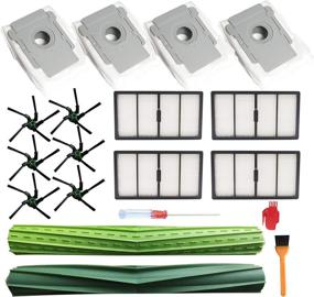 img 4 attached to 🧹 16pcs EZ SPARES Replacement Attachment Kit for Wi-Fi Connected Robot Vacuum Cleaners lR0B0T R0MBA S9 (9150) S9+ S9 Plus (9550)s Series: 2pcs Brush Rollers, 4pcs HEPA Filters, 6pcs Side Brushes, and 4pcs Dust Bags