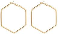 🔶 stylish geometric hollow big hoop earrings - gold plated square stud - dangle jewelry for women logo