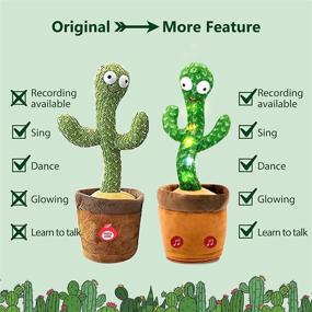 img 2 attached to 🌵 Dancing Cactus Toy with Talking and Recording Features: Colorful Glowing, English Hit Songs, Perfect Fun Gift for Boys and Girls