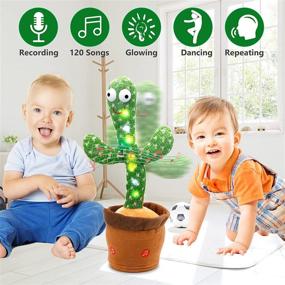 img 3 attached to 🌵 Dancing Cactus Toy with Talking and Recording Features: Colorful Glowing, English Hit Songs, Perfect Fun Gift for Boys and Girls