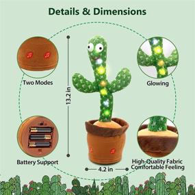 img 1 attached to 🌵 Dancing Cactus Toy with Talking and Recording Features: Colorful Glowing, English Hit Songs, Perfect Fun Gift for Boys and Girls