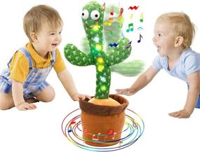 img 4 attached to 🌵 Dancing Cactus Toy with Talking and Recording Features: Colorful Glowing, English Hit Songs, Perfect Fun Gift for Boys and Girls