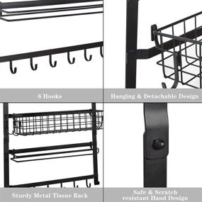 img 2 attached to 🗂️ Organization made easy: X-cosrack 3 Tier Spice Rack Organizer with Hooks and Napkin Holder - Ideal for Pantry, Closet, Kitchen, and Bathroom Display Shelves