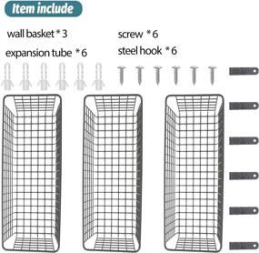 img 2 attached to 📦 Extra Large Hanging Wall Basket Storage Organizer, Sturdy Wire Baskets for Wall Mount, Metal Cabinet Bin Shelves, Rustic Farmhouse Decor, Kitchen Bathroom Industrial Gray