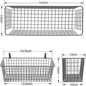 img 3 attached to 📦 Extra Large Hanging Wall Basket Storage Organizer, Sturdy Wire Baskets for Wall Mount, Metal Cabinet Bin Shelves, Rustic Farmhouse Decor, Kitchen Bathroom Industrial Gray