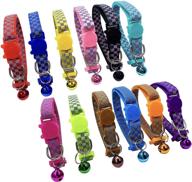 paccomfet 12 pcs breakaway cat collar – reflective & durable nylon collars with bell, multicolor checks, safe logo