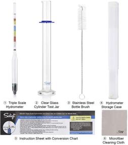 img 3 attached to 🍷 Accurate Triple Scale Hydrometer and Glass Test Jar Kit for Wine, Beer, Mead & Cider Testing - Measure ABV, Brix, and Gravity