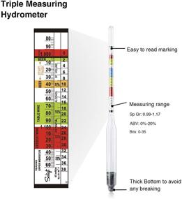 img 1 attached to 🍷 Accurate Triple Scale Hydrometer and Glass Test Jar Kit for Wine, Beer, Mead & Cider Testing - Measure ABV, Brix, and Gravity