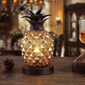 img 4 attached to Cute Golden Mercury Glass Pineapple Table Lamp | Countertop Night Light for Bedroom, Living Room, Dresser, Kids Room, Kitchen | Festive Decor & Gift - MJ0001