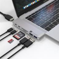 🔌 zoozu usb type-c adapter dongle for macbook pro & air 2016-2019: pass-through charging, 4k hdmi, usb-c, 2 usb 3.0, sd/micro card reader (silver) logo