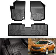 🚗 bryght front and rear floor mat set for 2018-2020 chevrolet equinox | 2 row all weather protection automotive mat liners (black) logo