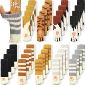 img 4 attached to 🐱 36 Pieces Cat Chair Socks - 9 Sets of Cat Paw Furniture Socks - Knitted Non-Slip Chair Leg Socks - Hardwood Floor Protectors - Ideal for Christmas Decor