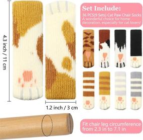 img 1 attached to 🐱 36 Pieces Cat Chair Socks - 9 Sets of Cat Paw Furniture Socks - Knitted Non-Slip Chair Leg Socks - Hardwood Floor Protectors - Ideal for Christmas Decor