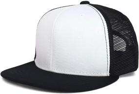 img 3 attached to Get a Trendy Look with our Youth Stylish Flat Bill Structured Mesh Back Snapback Trucker Cap