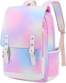 img 4 attached to Junlion Vintage Backpack Rainbow Rucksack