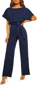 img 4 attached to Happy Sailed Casual Sleeve Jumpsuits Women's Clothing for Jumpsuits, Rompers & Overalls