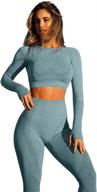 👗 hyz women's bodycon 2 piece outfits with long sleeve crop top and stretch tummy control leggings logo