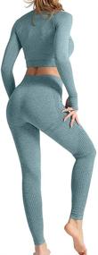 img 2 attached to 👗 HYZ Women's Bodycon 2 Piece Outfits with Long Sleeve Crop Top and Stretch Tummy Control Leggings
