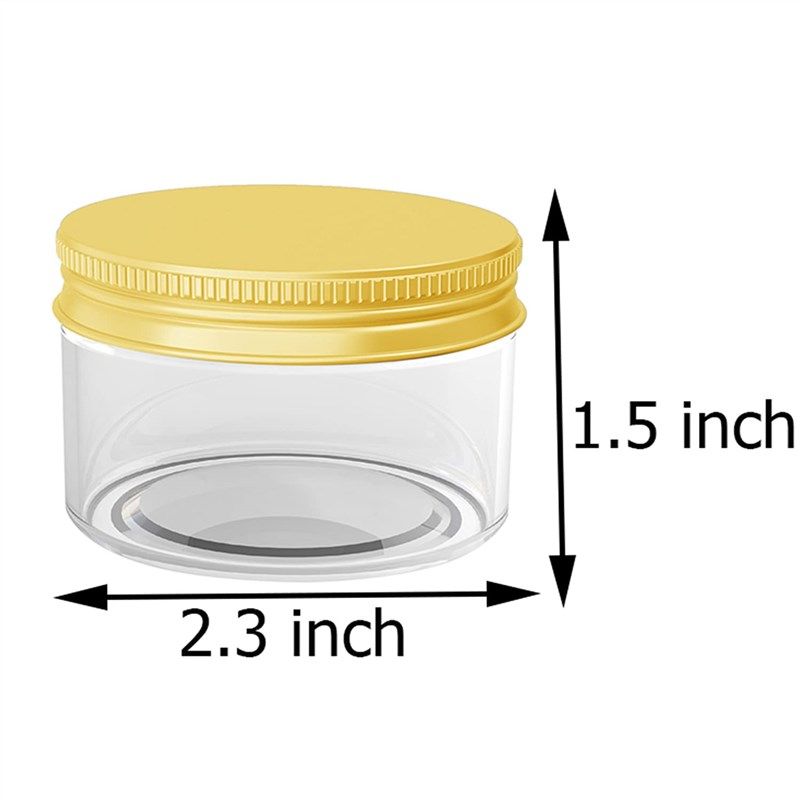 12-Pack 300ml Empty Large Refillable Clear Plastic Jars with Lids for  Beauty Products, Round Containers for Slime, Cream, Multi Use, Gold