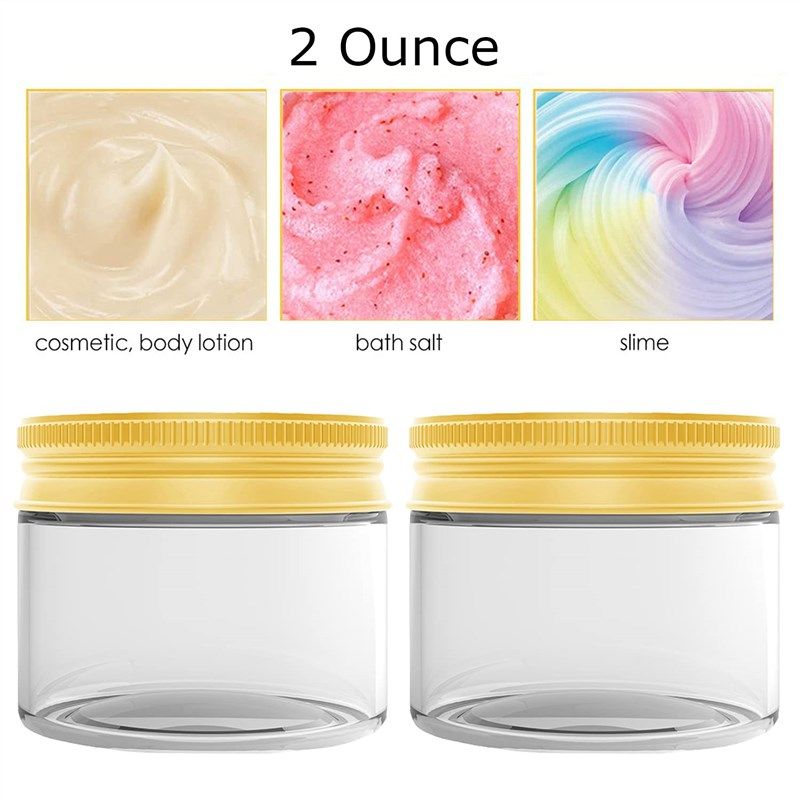 12-Pack 300ml Empty Large Refillable Clear Plastic Jars with Lids for  Beauty Products, Round Containers for Slime, Cream, Multi Use, Gold