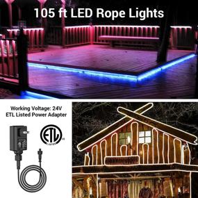 img 1 attached to 🌈 Enhance Outdoor Ambiance with Novostella Smart Outdoor Rope Light: 105ft Music Sync RGB LED Strip Lights for Garden Decorative Parties, App Control and RF Remote, Dimmable Tape Exterior Lighting Kit (24V IP65)