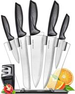 🔪 stainless steel kitchen knives set - home hero chef knife set with knife block, professional knife sharpener - complete 7 piece knife set (stainless steel blades) logo