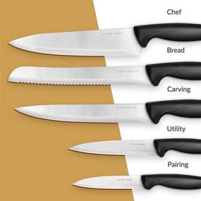 img 3 attached to 🔪 Stainless Steel Kitchen Knives Set - Home Hero Chef Knife Set with Knife Block, Professional Knife Sharpener - Complete 7 Piece Knife Set (Stainless Steel Blades)