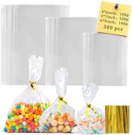 🍬 labeol clear cellophane bags: 300pcs candy treat bags for packaging cookie gift party favors logo