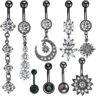 k&y 9pcs 14g stainless steel belly 💫 button rings: stylish dangle body piercing jewelry for women logo