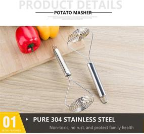 img 3 attached to 🥔 Professional Stainless Steel Potato Masher & Garlic Press - Cooking Kitchen Gadget Set (1+3pcs)