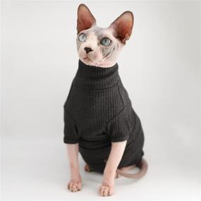 img 2 attached to 🐾 Breathable Sphynx Hairless Cats Turtleneck Sweater Shirt: Stylish Pullover for Sphynx, Cornish Rex, Devon Rex, Peterbald - T-Shirts with Sleeves & Cat Pajamas Jumpsuit