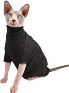 🐾 breathable sphynx hairless cats turtleneck sweater shirt: stylish pullover for sphynx, cornish rex, devon rex, peterbald - t-shirts with sleeves & cat pajamas jumpsuit logo