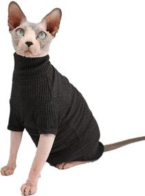 img 4 attached to 🐾 Breathable Sphynx Hairless Cats Turtleneck Sweater Shirt: Stylish Pullover for Sphynx, Cornish Rex, Devon Rex, Peterbald - T-Shirts with Sleeves & Cat Pajamas Jumpsuit