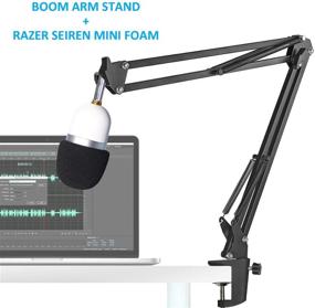 img 2 attached to Razer Seiren Mini Boom Arm with Pop Filter - Mic Stand & Foam Cover Windscreen Kit for Razer Seiren Mini Streaming Microphone by YOUSHARES