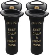 🍷 aurotrends neoprene wine bottle tote - insulated durable carrier in black, perfect as a gift for wine lovers on the go (1-bottle, pack of 2) логотип