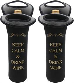 img 4 attached to 🍷 AuroTrends Neoprene Wine Bottle Tote - Insulated Durable Carrier in Black, Perfect as a Gift for Wine Lovers on the Go (1-Bottle, Pack of 2)