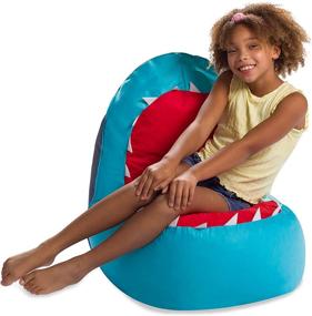 img 1 attached to 🦈 Posh Creations, Large 30-inch Cozy Chair for Toddlers and Kids - Children's Bean Bag in Blue Shark