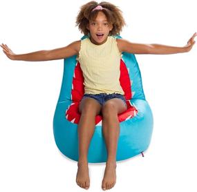 img 2 attached to 🦈 Posh Creations, Large 30-inch Cozy Chair for Toddlers and Kids - Children's Bean Bag in Blue Shark