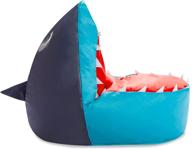 🦈 posh creations, large 30-inch cozy chair for toddlers and kids - children's bean bag in blue shark logo