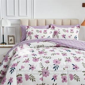 img 1 attached to 🌸 AIKASY Purple Queen Comforter Set: Floral Pastoral Design with Sheets & Bed in a Bag 7-Pieces – All Season Ultra Soft Down Alternative Bedding Set (Queen, Lilac)