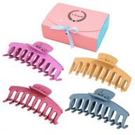 🌟 stylish non-slip matte hair claw clips for thick hair - grab the attention with big large banana clips in 4 fashionable colors logo