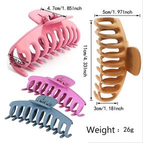 img 3 attached to 🌟 Stylish Non-Slip Matte Hair Claw Clips for Thick Hair - Grab the Attention with Big Large Banana Clips in 4 Fashionable Colors