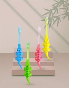 img 1 attached to Jaisie.W 8-Pack Kids Toothbrushes: Lovely Crocodile Design, Soft Bristles for Kids 3-10 Years Old (Yellow, Pink, Blue, Green)