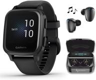 🏃 garmin venu sq music gps мультиспортивный фитнес-смартчасы (черный/сланец) + наушники wearable4u black с чехлом для зарядки power bank - набор логотип