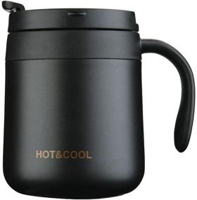 img 4 attached to Stainless Steel Insulated Coffee Mug with Handle, 12 ☕ oz - Perfect for Home, Office, and Outdoor Use - Black