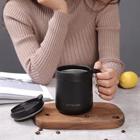 img 3 attached to Stainless Steel Insulated Coffee Mug with Handle, 12 ☕ oz - Perfect for Home, Office, and Outdoor Use - Black