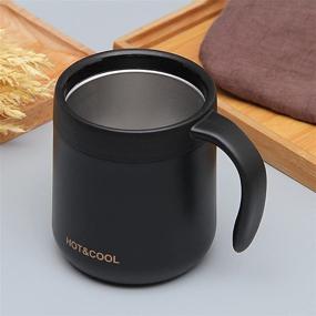 img 1 attached to Stainless Steel Insulated Coffee Mug with Handle, 12 ☕ oz - Perfect for Home, Office, and Outdoor Use - Black