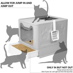 img 2 attached to 🐱 Q-Hillstar Large Top Entry Cat Litter Box with Lid: Foldable, Extra Large and Covered - Gray